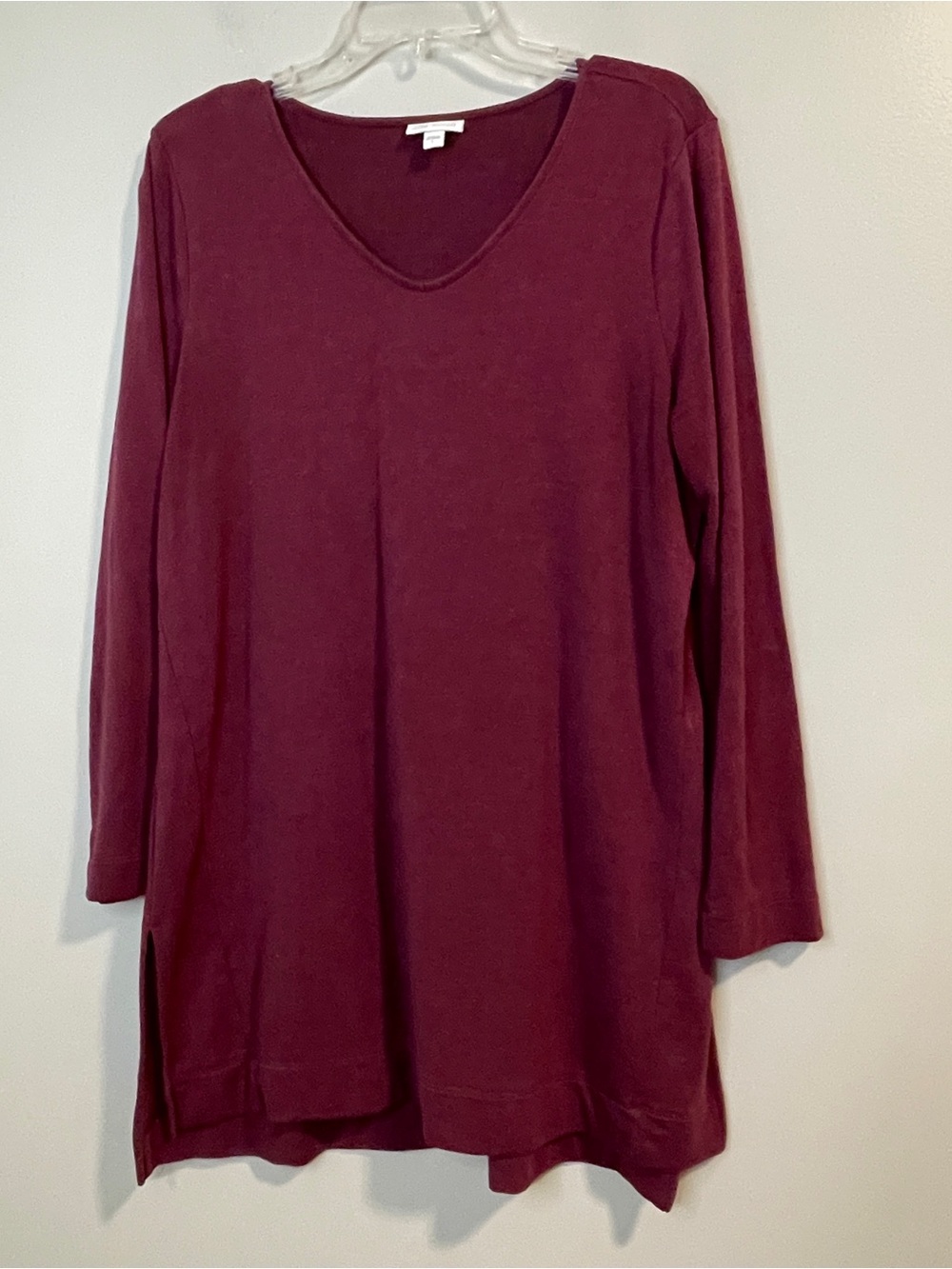 Purejill Women's V-Neck Long Sleeve Tunic Top - Burgundy